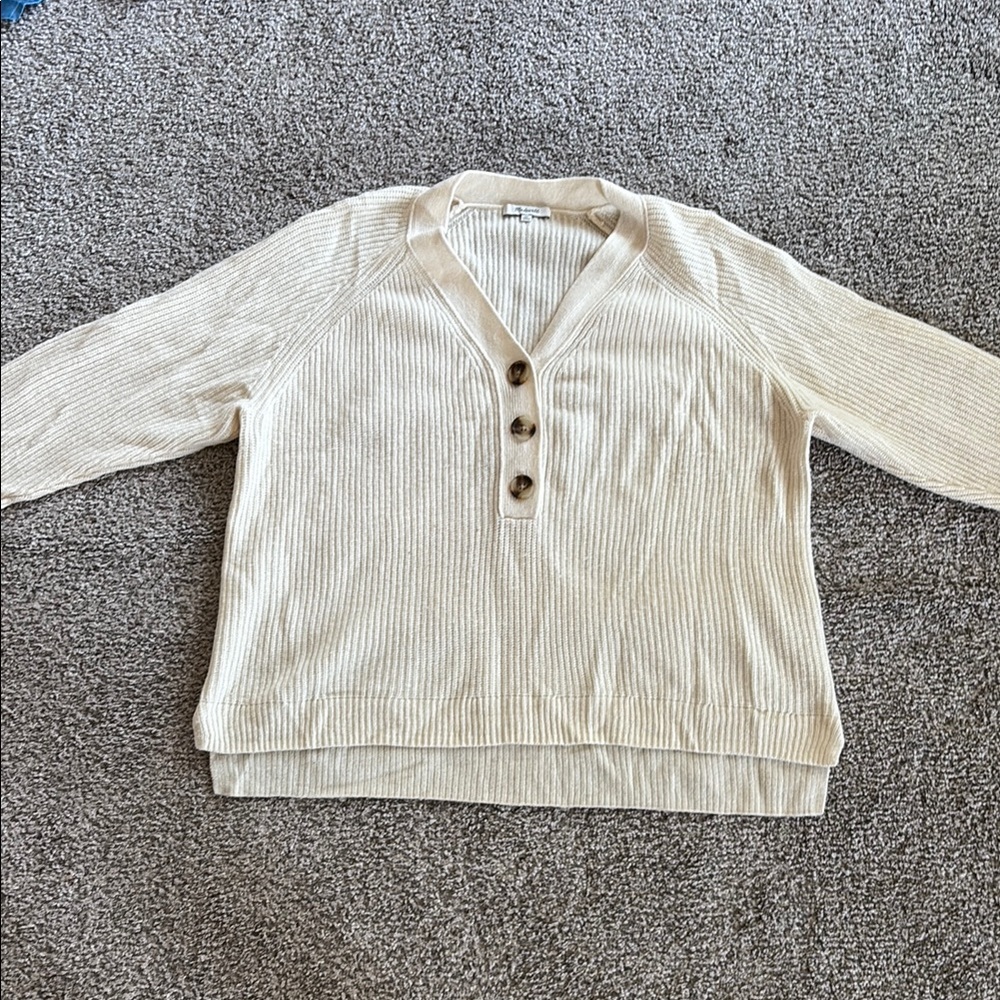Cream half Button-Up Women's Sweater
